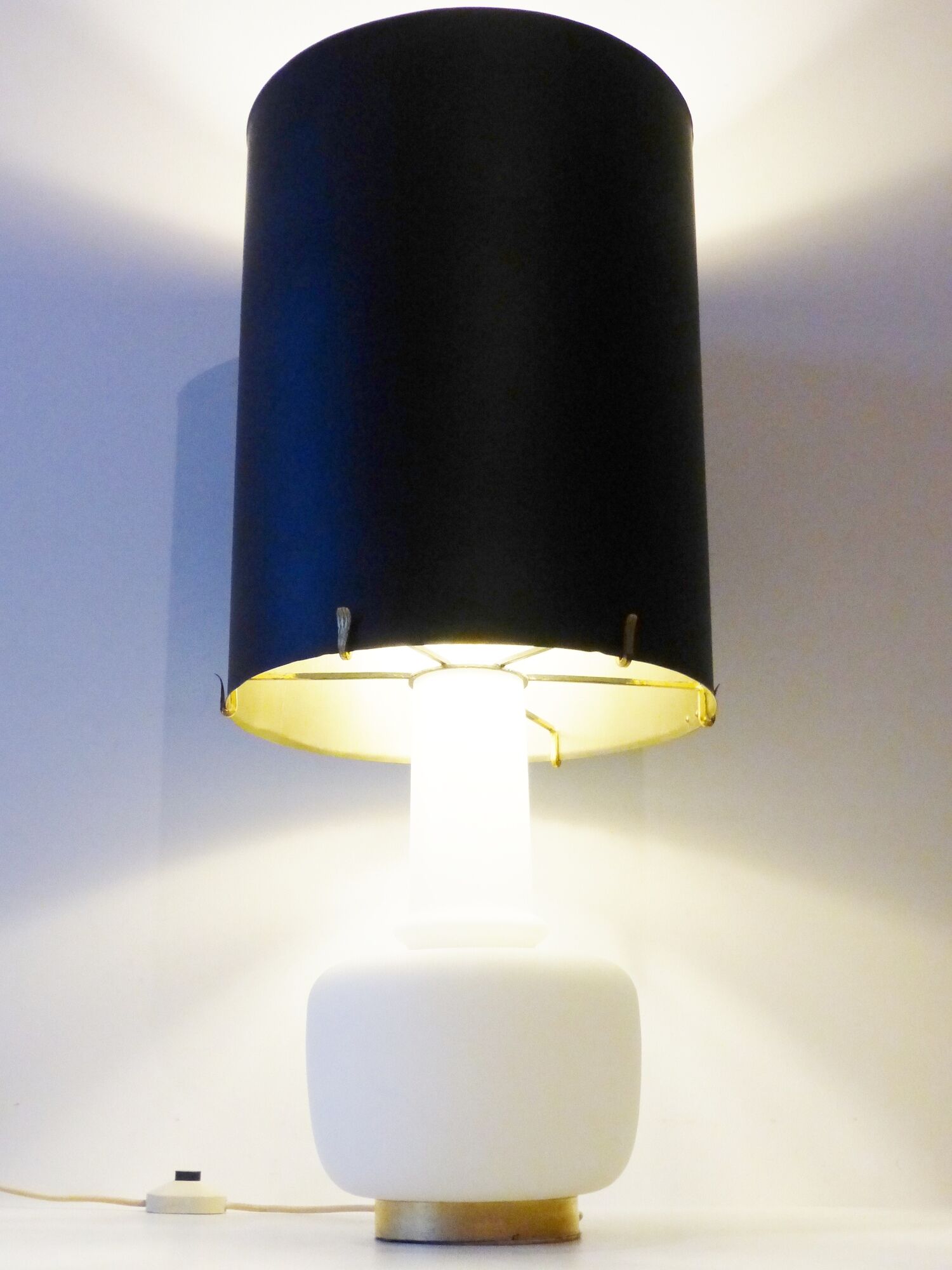 Chic & important lamp ambient opaline & giant Lampshade stainless 1970 vintage seventies