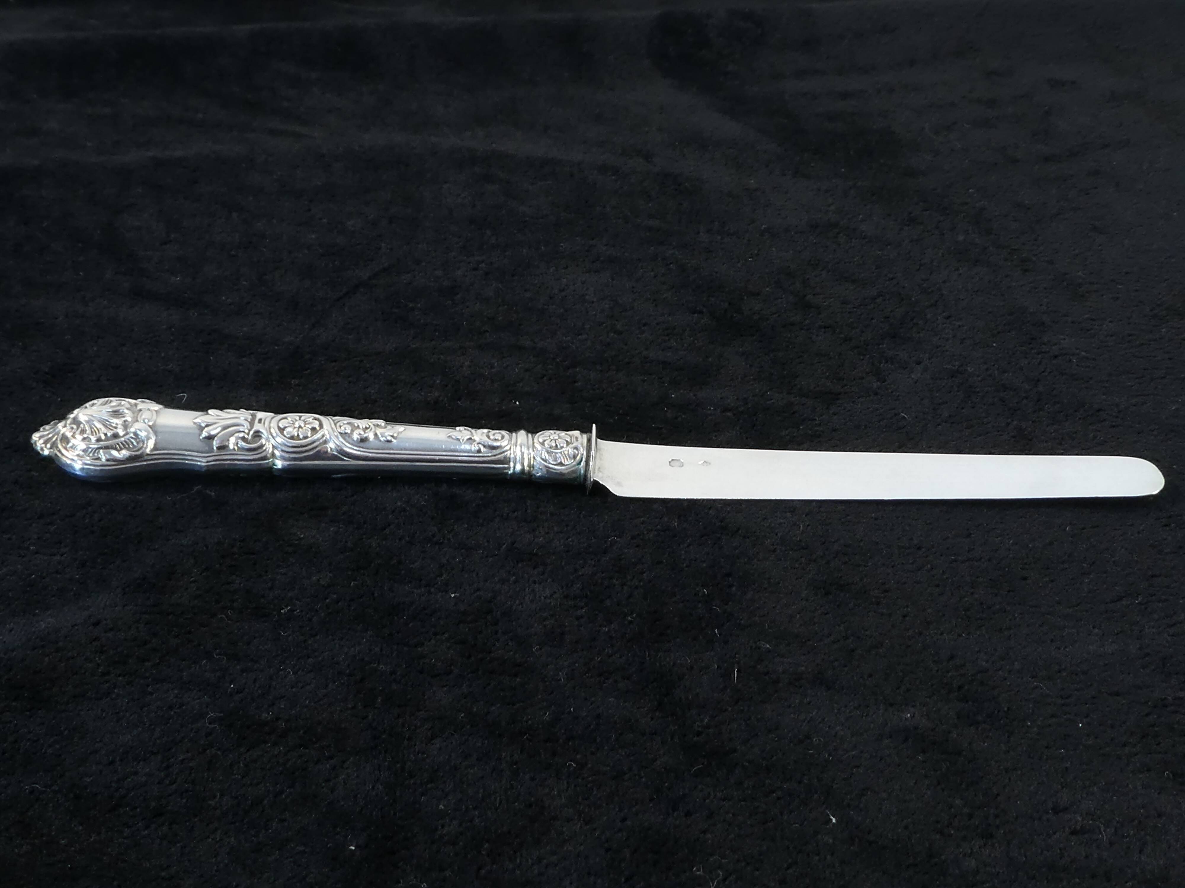 6 dessert knives blade and handle in sterling silver