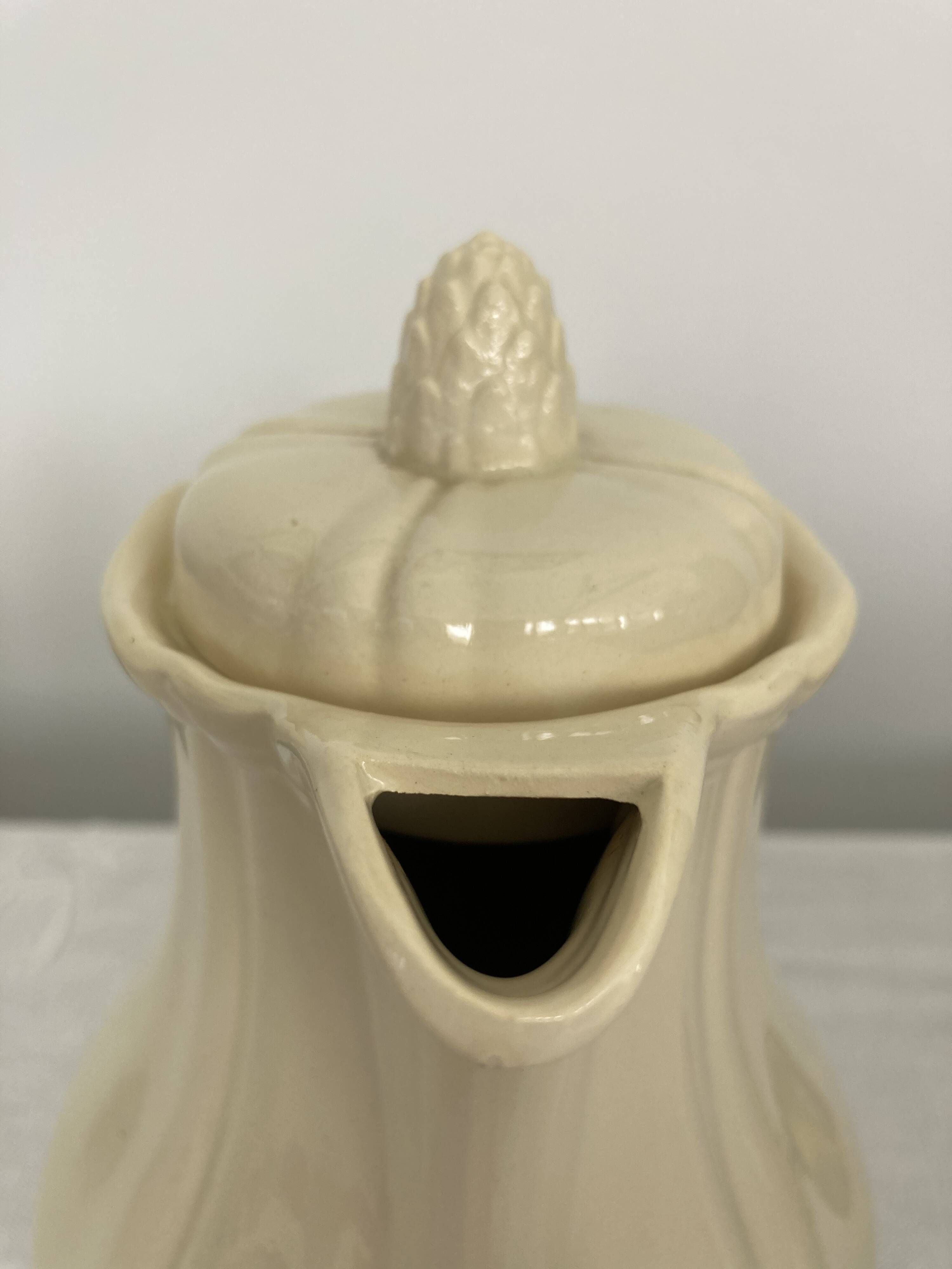 Plain ivory teapot Digoin Sarreguemines