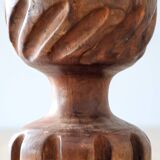 Hand-carved solid wood candle holder
