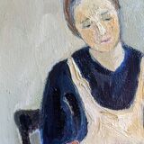 Old acrylic painting on canvas, country decoration.