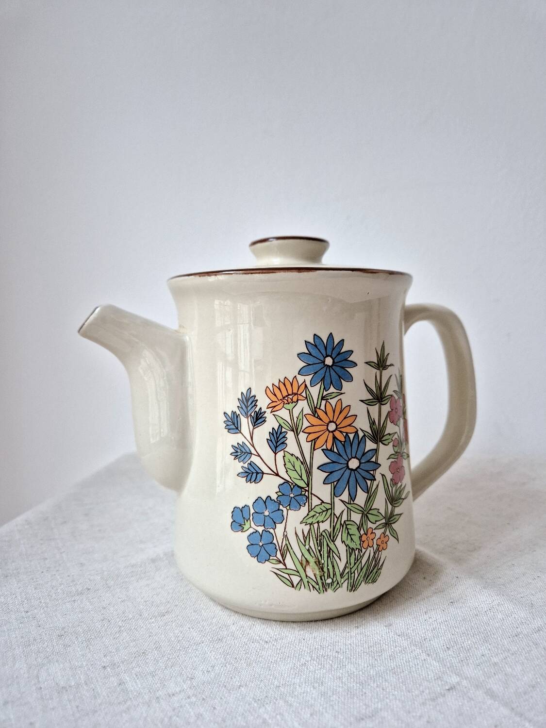 Cafetière en grès à fleurs '70s - Vintage