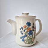 '70s Flower Stoneware Coffee Pot - Vintage