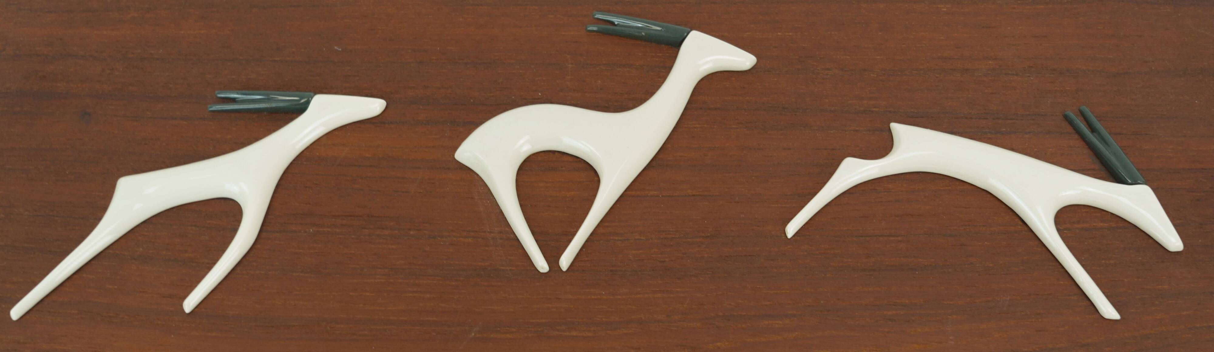 teak WALL PANEL porcelain antelopes sgrafo modern 60s design peter mueller