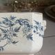 Ancienne base de sucrier faïence patinée motif floral bleu Digoin