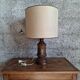 Antique turned wood lamp with engraved brass, Royal Adelaide.