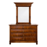Chest of drawers with 4 drawers in cherry wood with a mirror in classic style – beautiful dimensions.