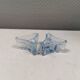 Two beautiful glass candle holders in translucent bluish glass.