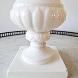 Large vintage white earthenware Medici vase