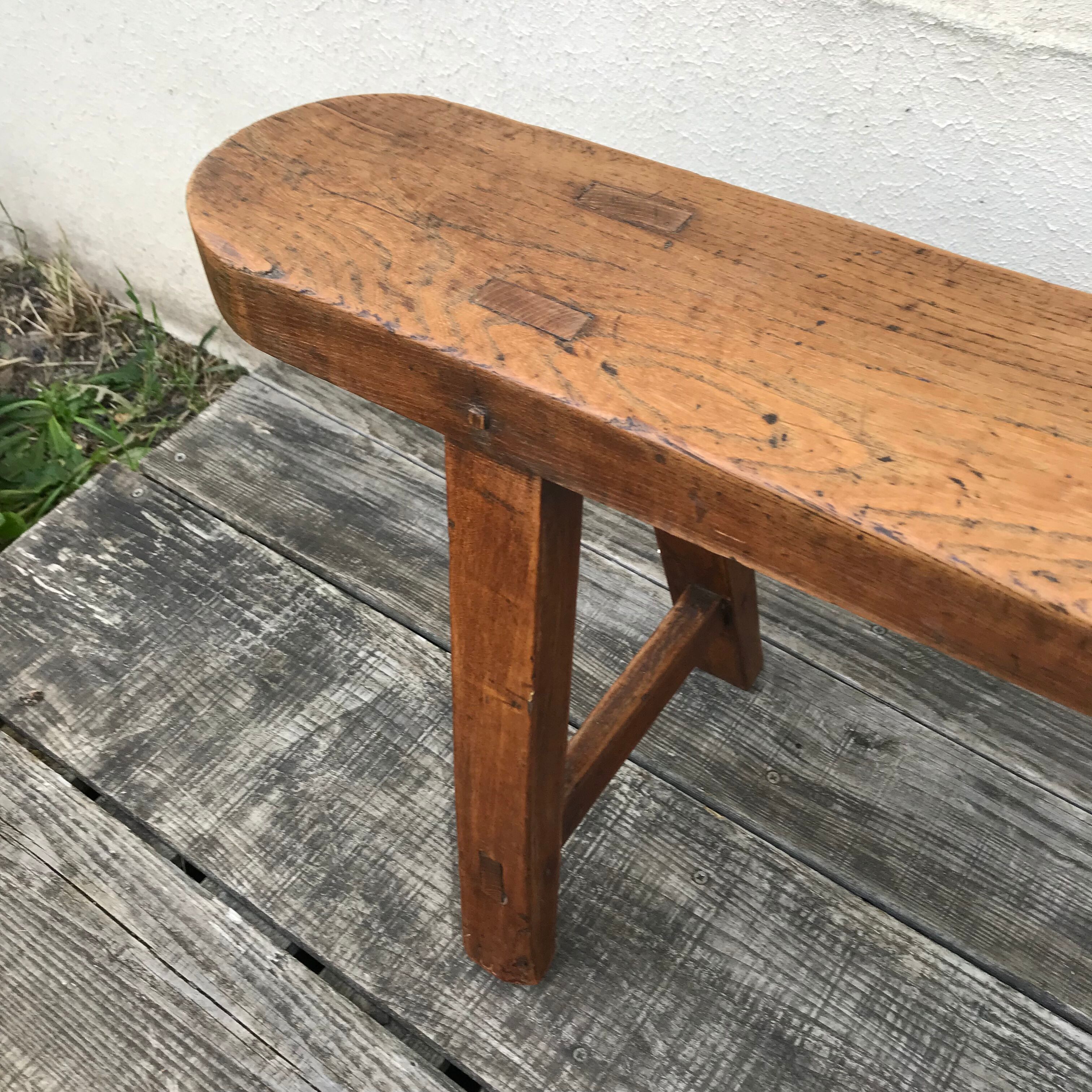 Old farmhouse bench in solid elm