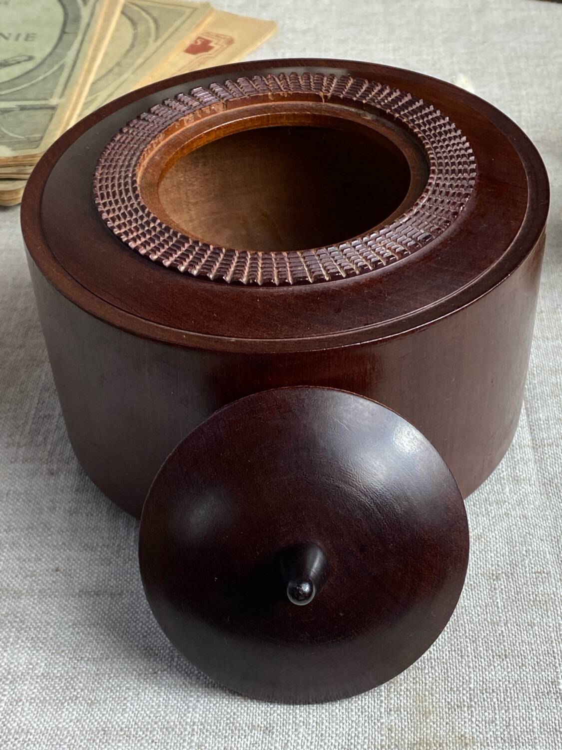 Carved wooden bonbonnière