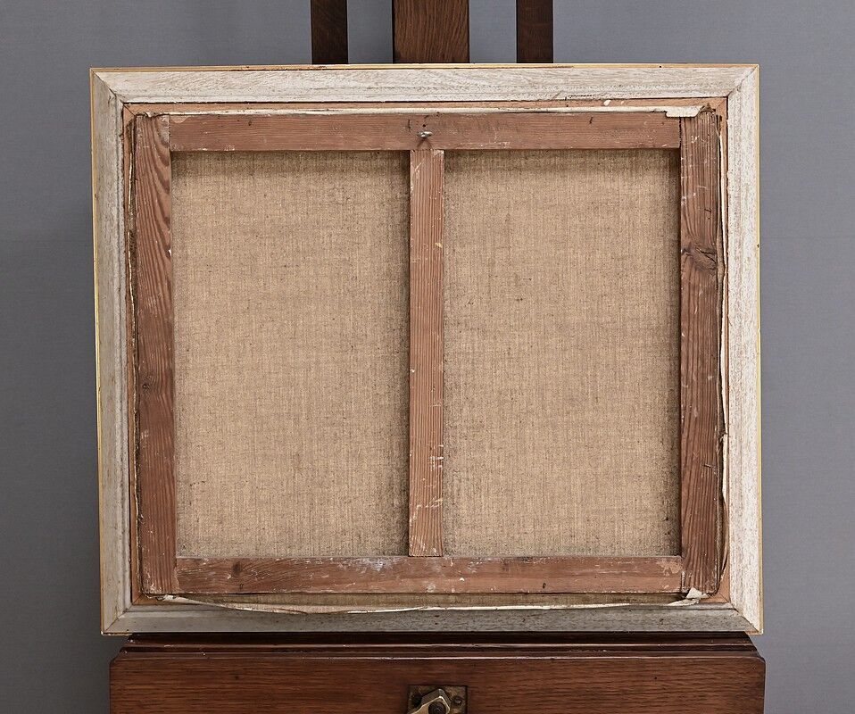 Painting "Boat at Low Tide", signed J-P. Guinegault – 2nd part of the 20th century