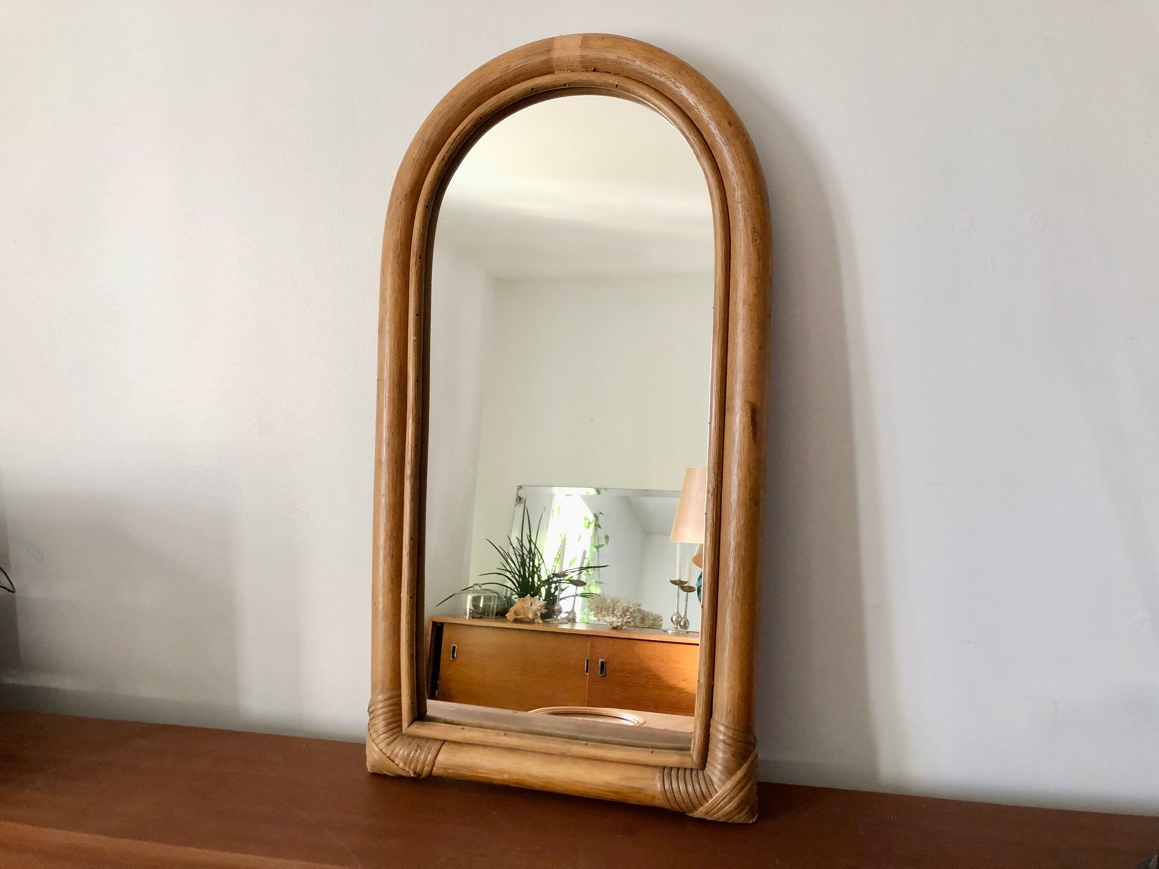 Curved bamboo mirror 1970