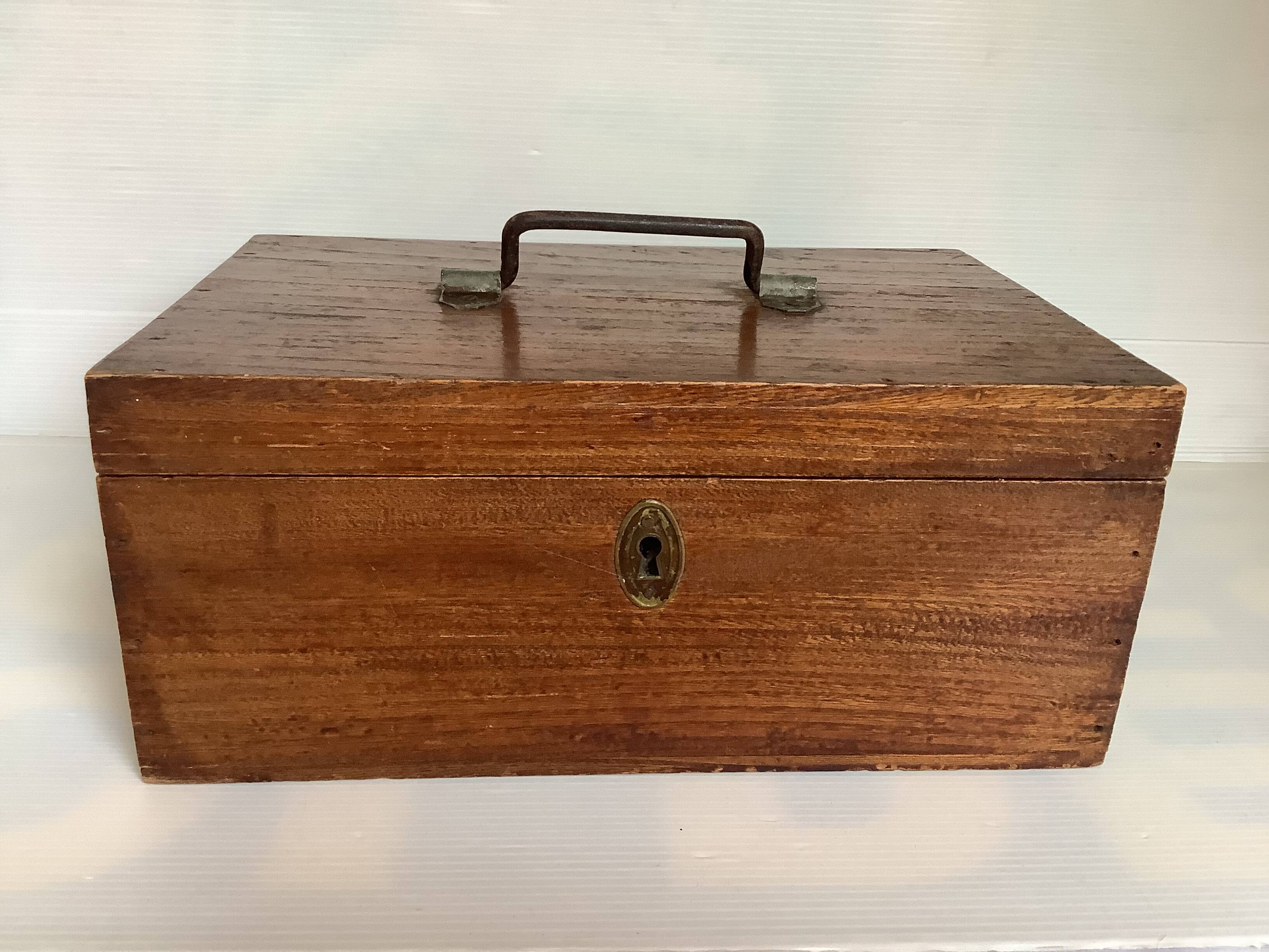 Old wooden box with handle