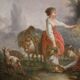 Great 18th century French painting, romantic pastoral scene