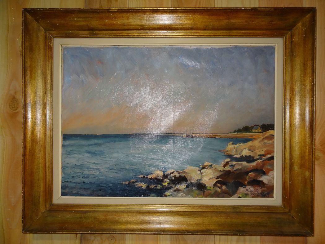 Oil on canvas, Port de Concarneau, 90x70 cm, 1949, marine Bretagne