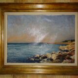Huile sur toile, Port de Concarneau, 90x70 cm, 1949, marine Bretagne