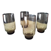 4 Vintage Smoked Glass Orangeade Glasses from the 60s and 70s
