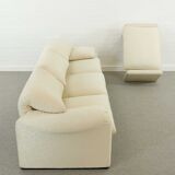 Maralunga 3-seat Sofa with Footrest in offwhite by Vico Magistretti for Cassina, Italy