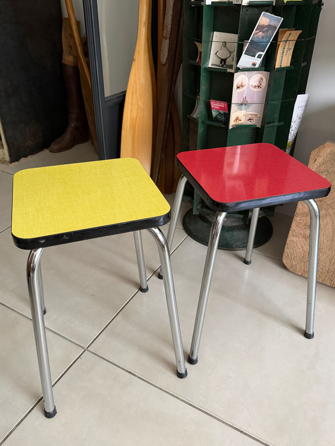 Set of 2 vintage Formica stools