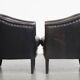 Set of 2  black/grey sheepskin leather club chairs