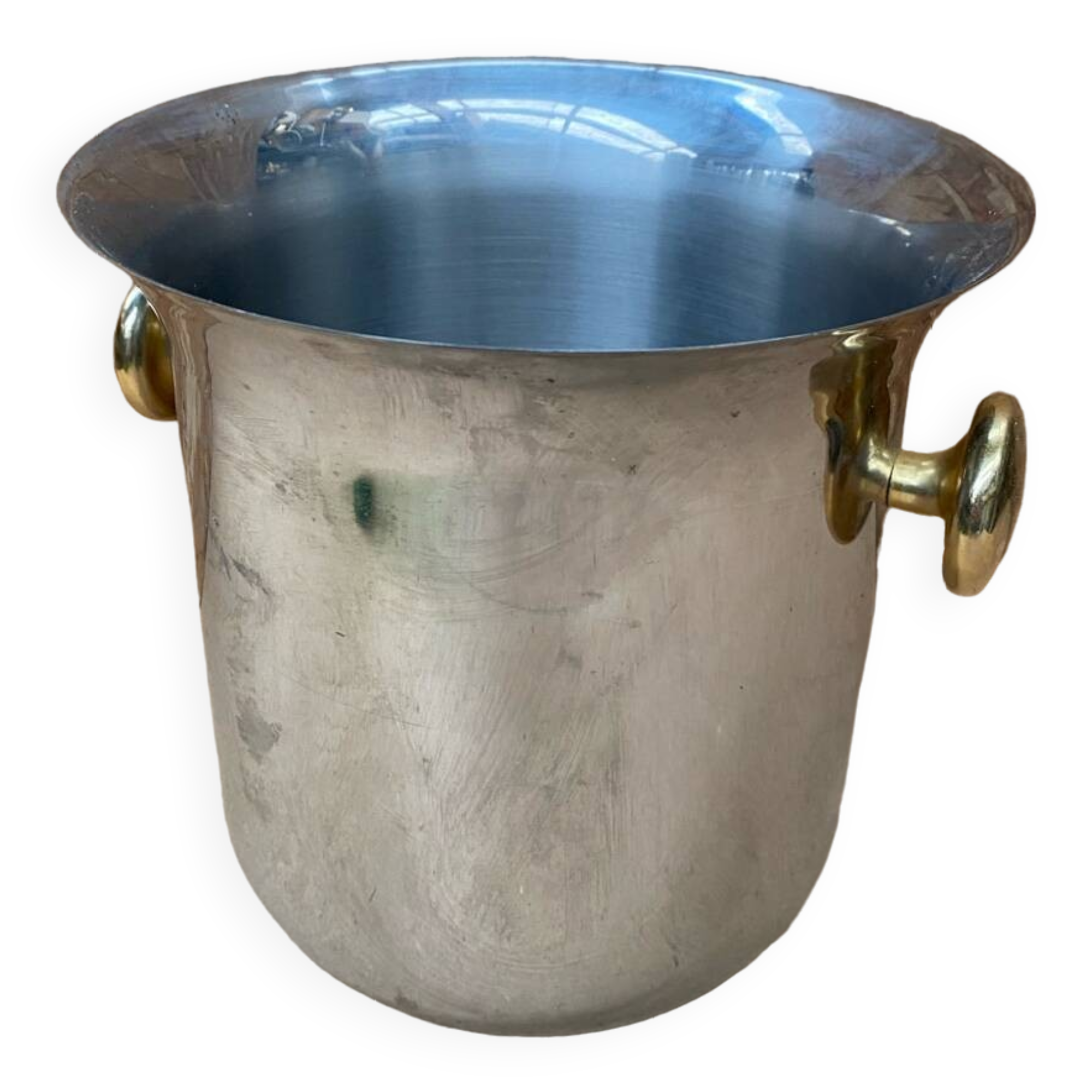 Antique champagne ice bucket saf stainless steel cooler france vintage