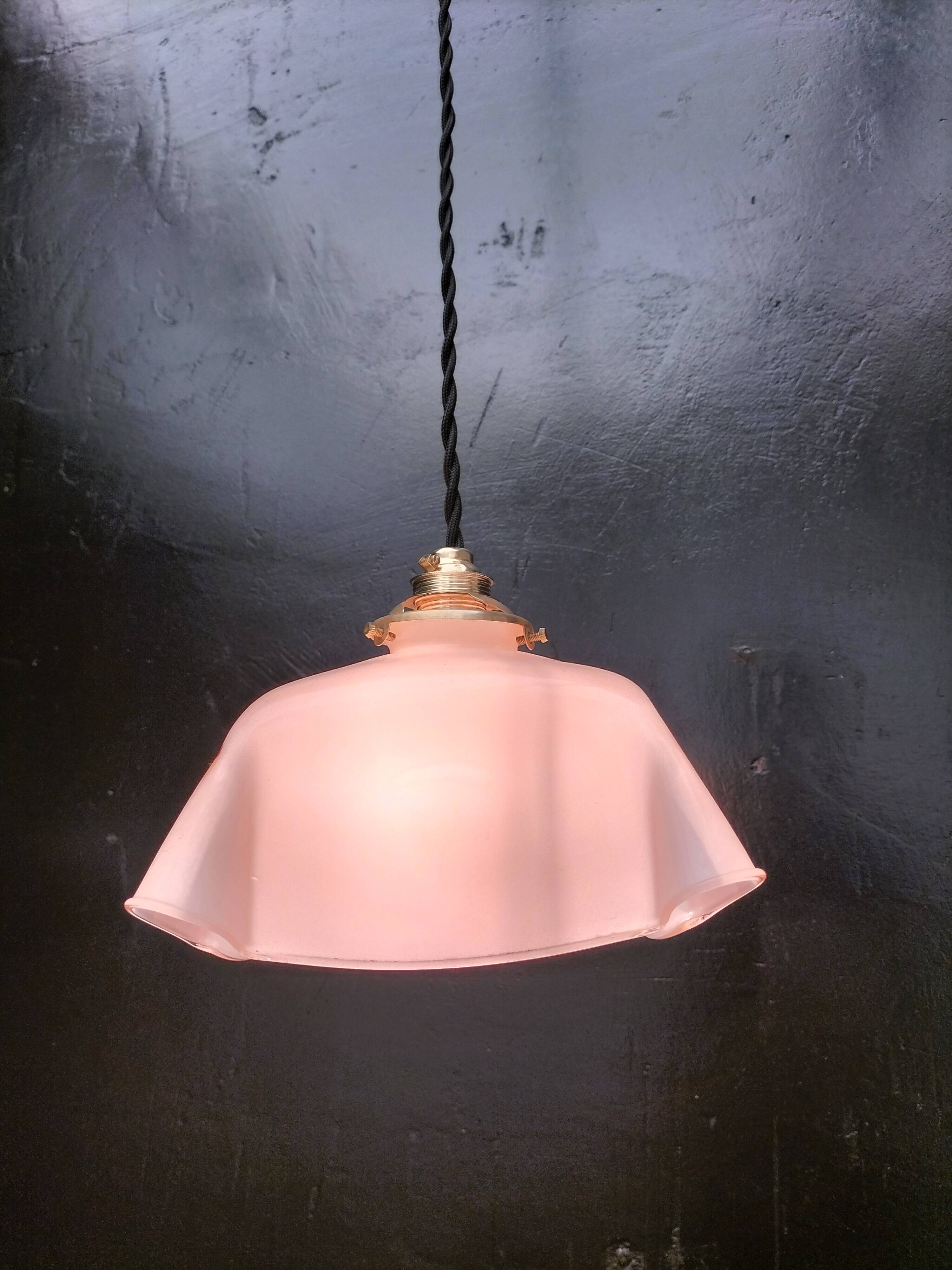 Pink opaline pendant light