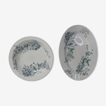 2 dishes Iron earth model MIGNON butterfly birds