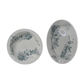 2 dishes Iron earth model MIGNON butterfly birds