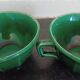Pair of green ceramic cups K G Lunéville antique
