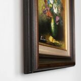 Tableau belge signé représentant une nature morte avec un bouquet de fleurs, vers 1950