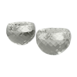 Pair of old crystal salt pans with salt shaker faceted tableware