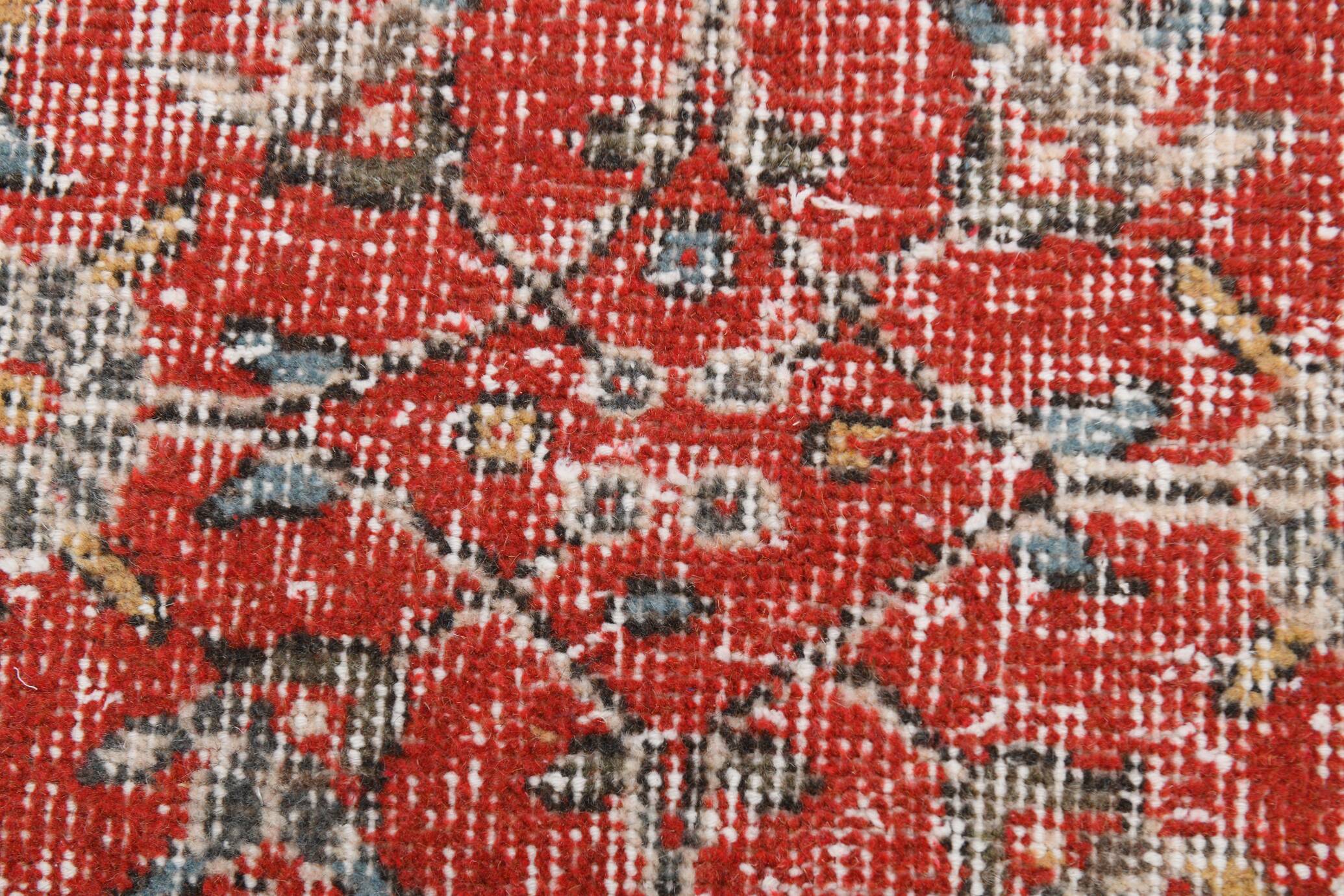 6x11 Vintage Faded Red Floral Pattern Persian Vintage Rug, 182x322 Cm