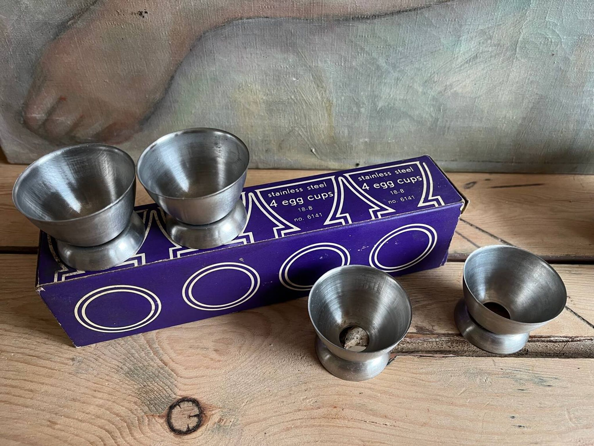 4 coquetiers vintage acier inoxydable - emballage d’origine