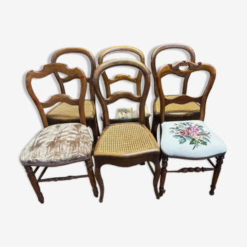 6 mismatched Louis Philippe chairs