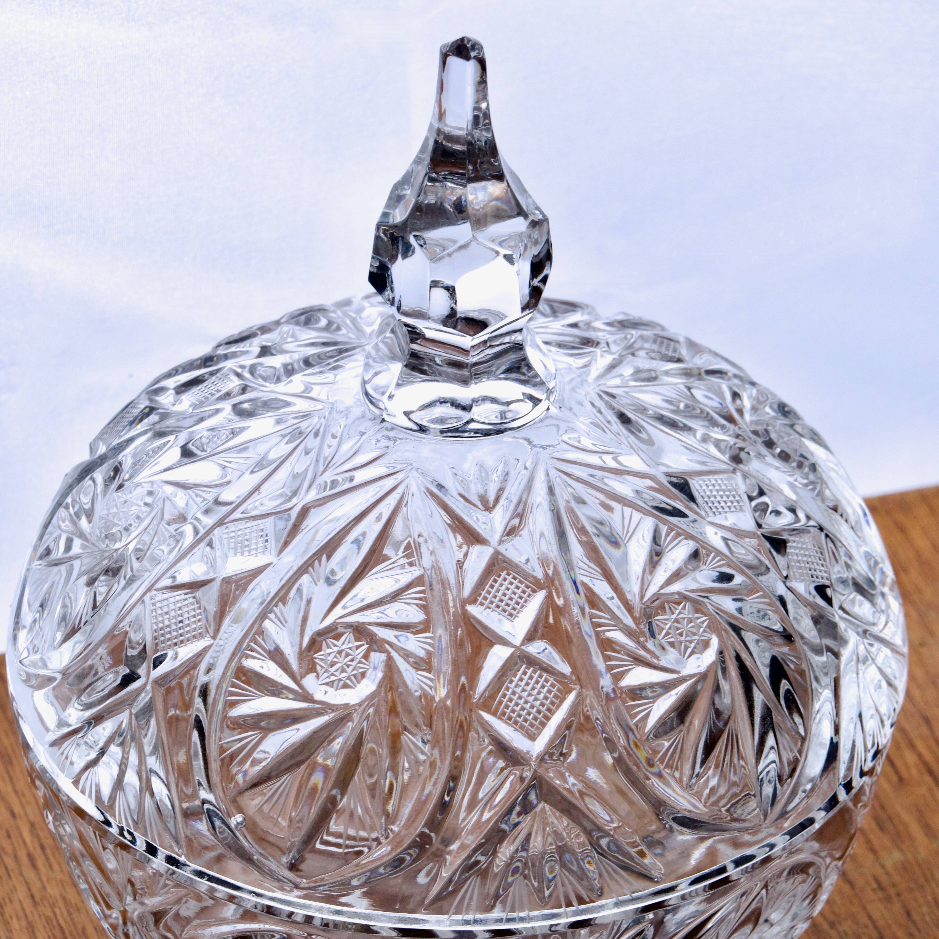 Large antique Bohemian crystal candy dish