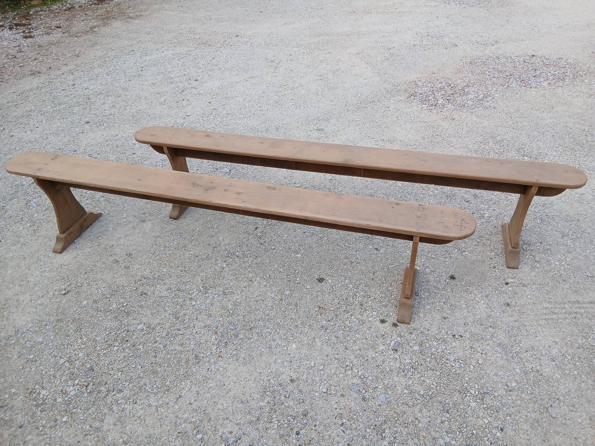 Pair of oak benches 250cm