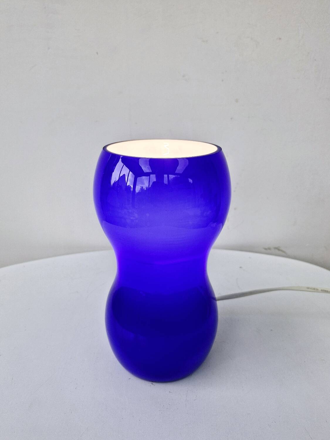 Lampe de table vintage 90's ikea design kvintant verre bleu