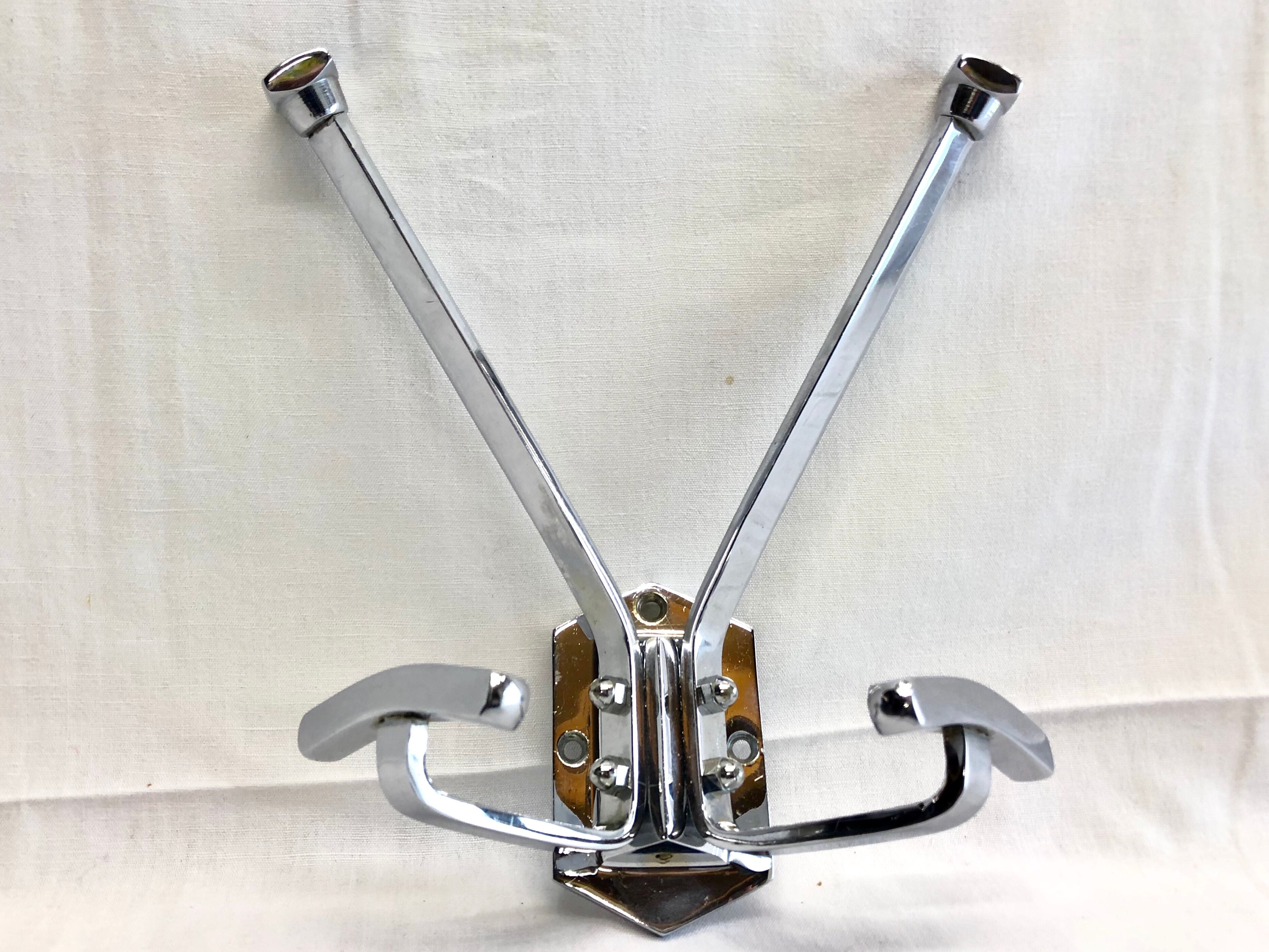 Vintage Modernista wall coat hanger 60 solid brass chrome plated