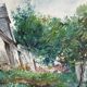 Oil on canvas: large building in Brittany by Pierre Peress