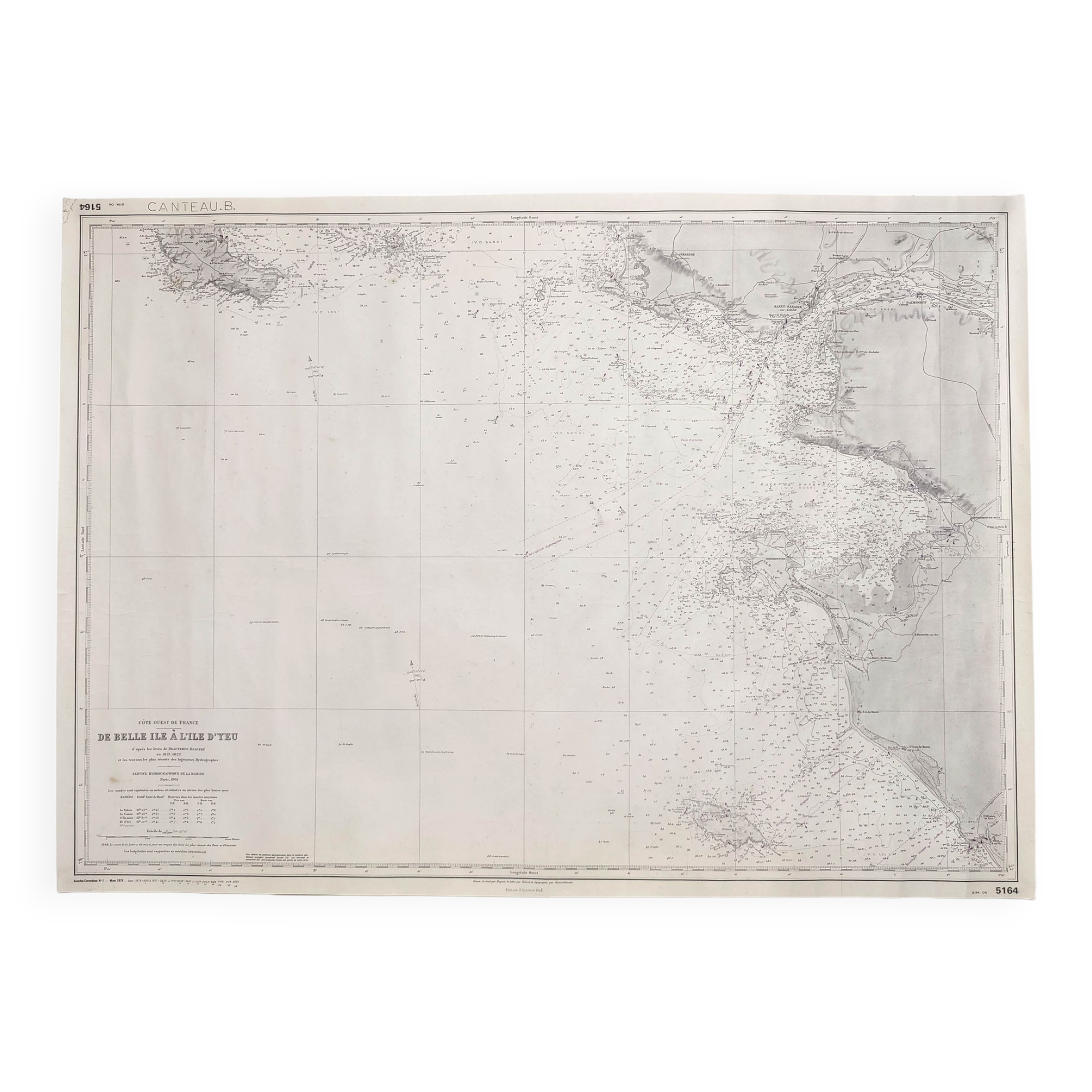 Map of the west coast of France from Belle Ile to Ile d'Yeu
