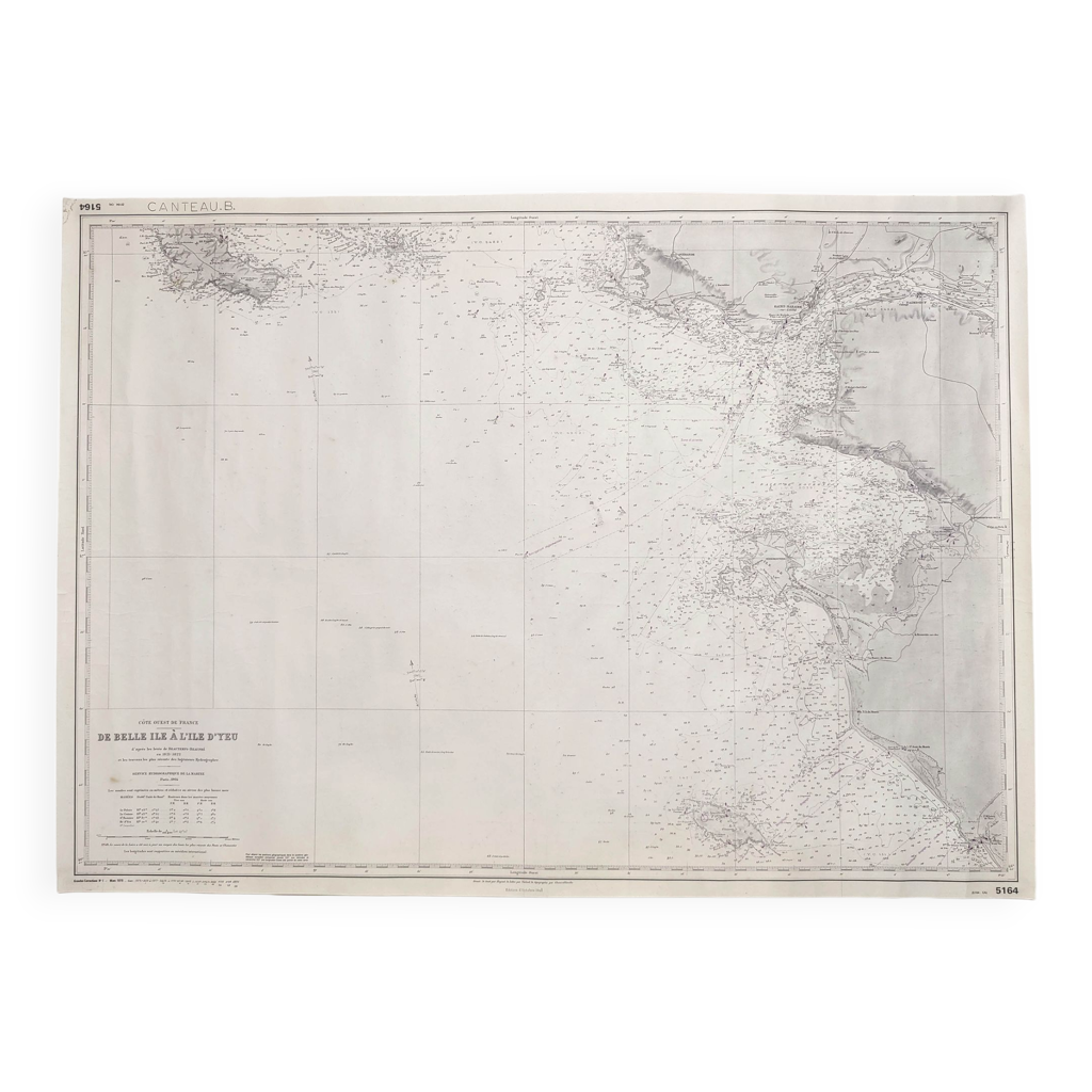 Carte côte ouest France de Belle île à l’île D’Yeu Selency