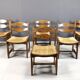 Vintage oak and wicker dining chairs, 1960s