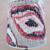 Modernist wrought iron lamp with wool lampshade, France 1950