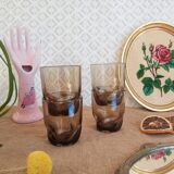 Set of 4 vintage 70s smoked glasses