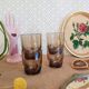 Set of 4 vintage 70s smoked glasses