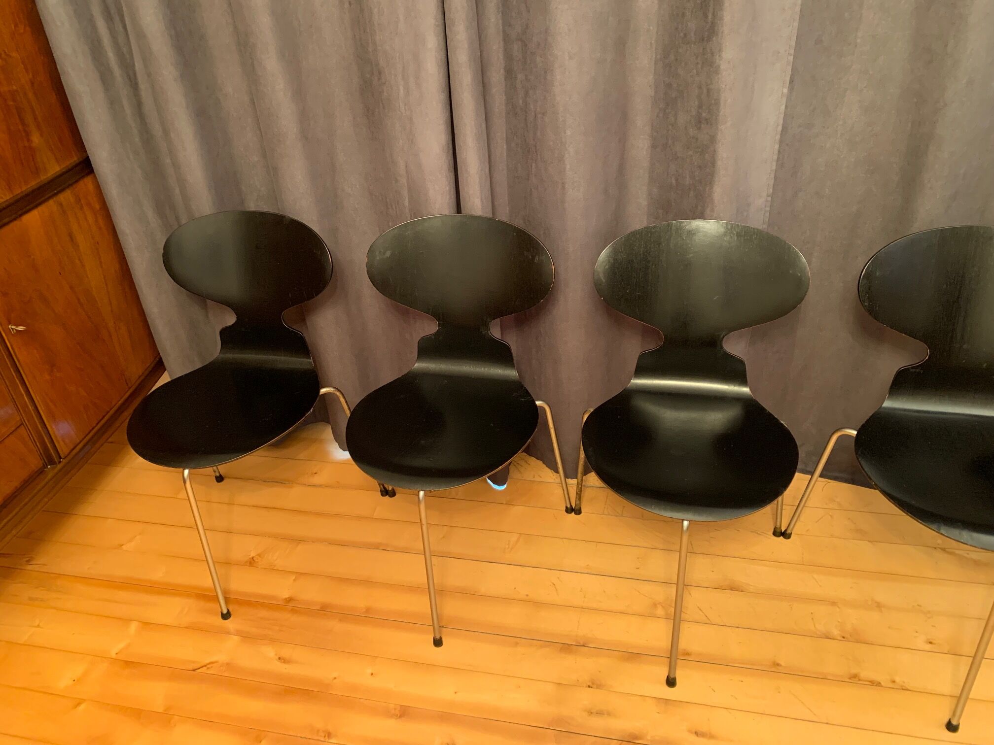 A set of five chairs Early model 3100 by Arne Jacobsen, Fritz Hansen, Denmark, 1963