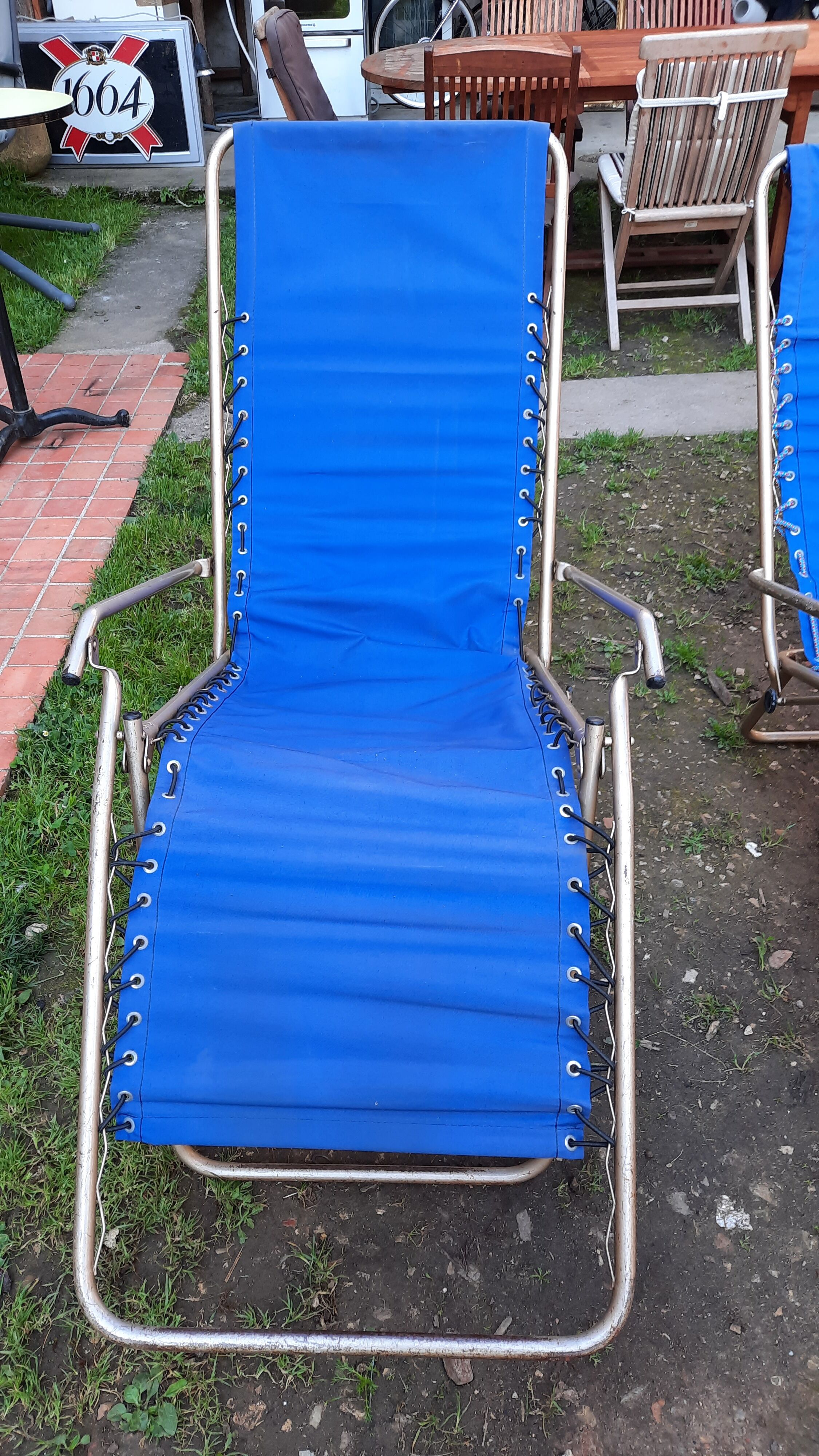 Pair of vintage folding deckchairs