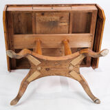 Table Empire antique avec rabats et marqueterie en bois de bouleau des années 1840