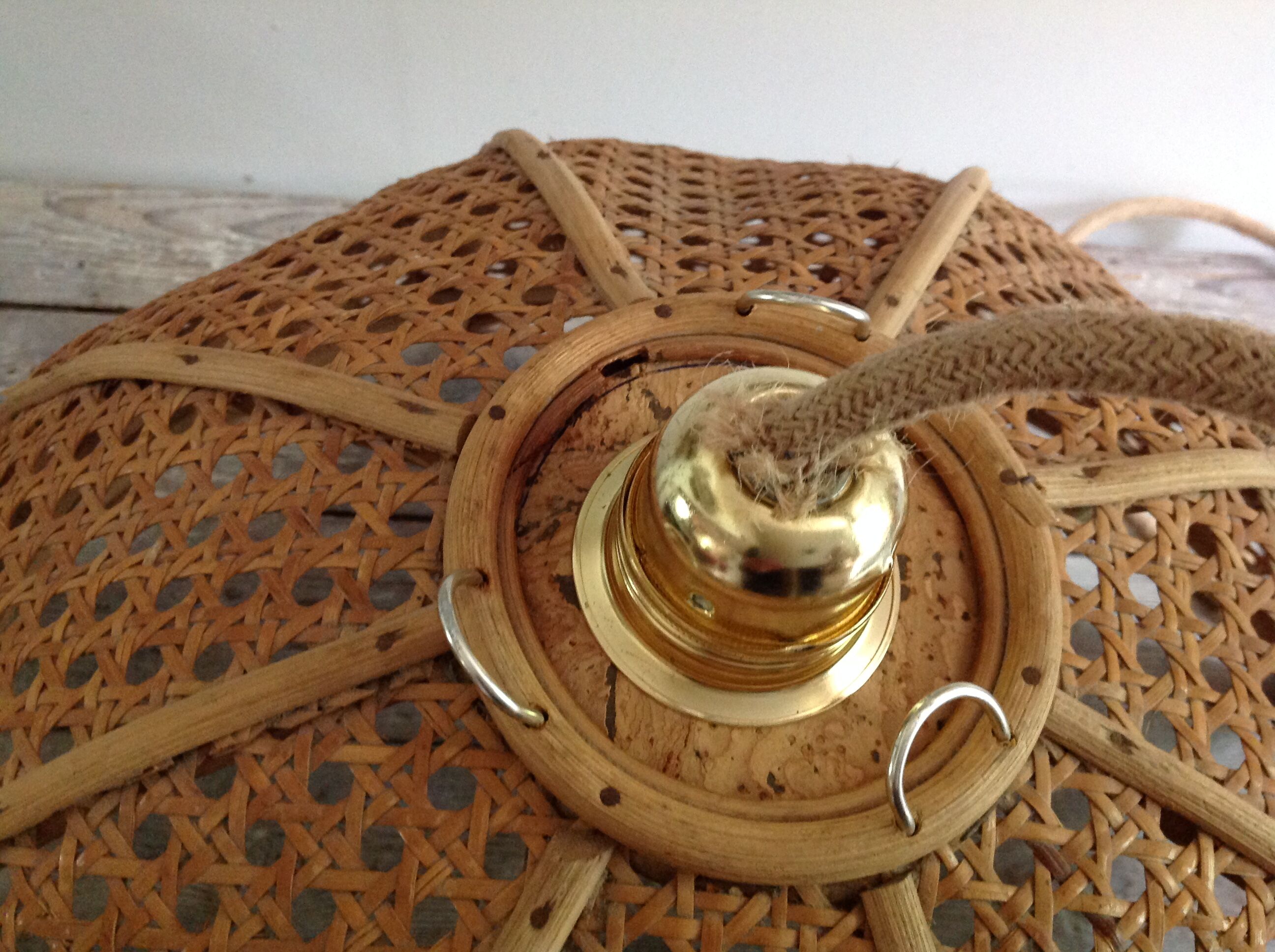 Rattan and caning hanging lamp